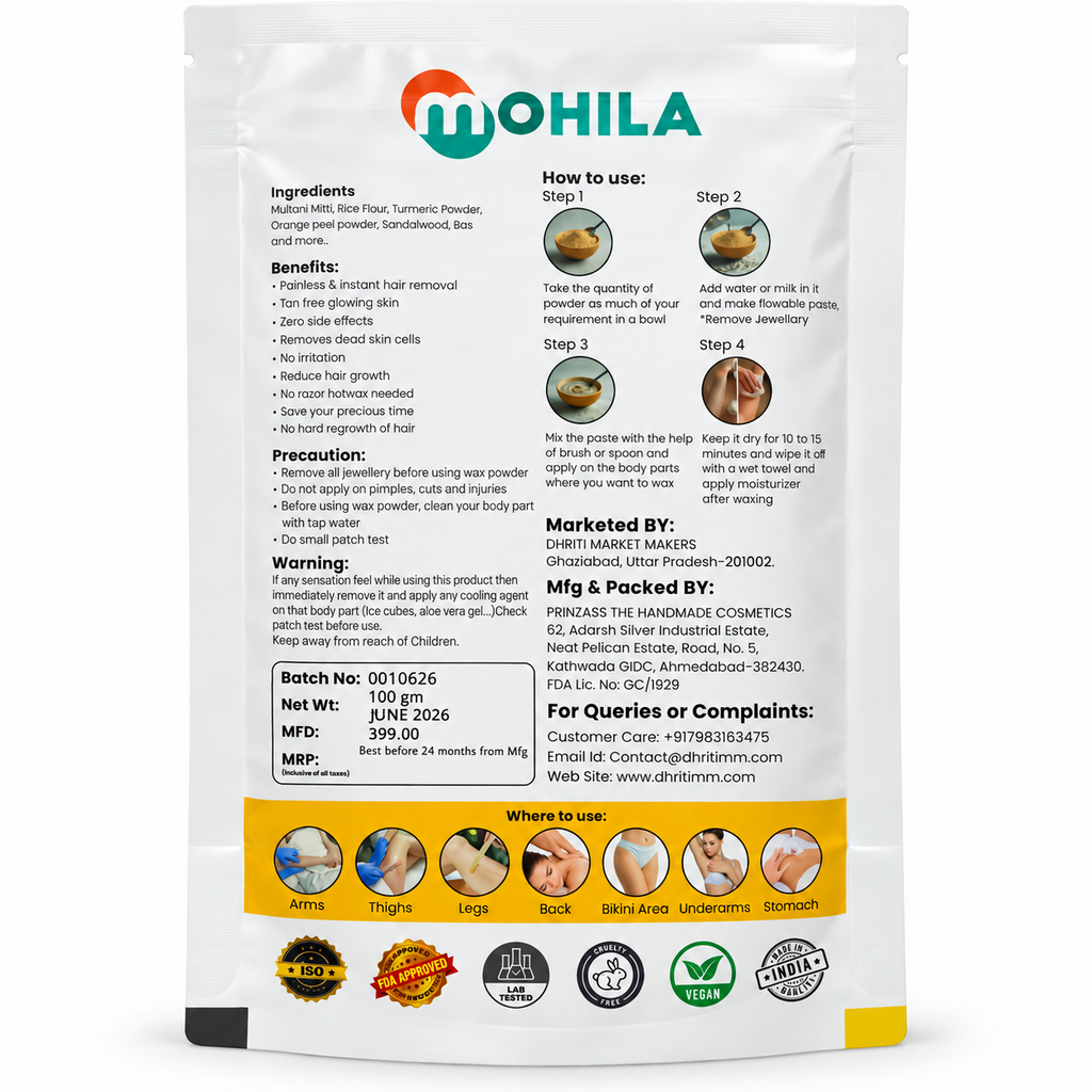 Mohila Orange Waxing Powder 100 g – back