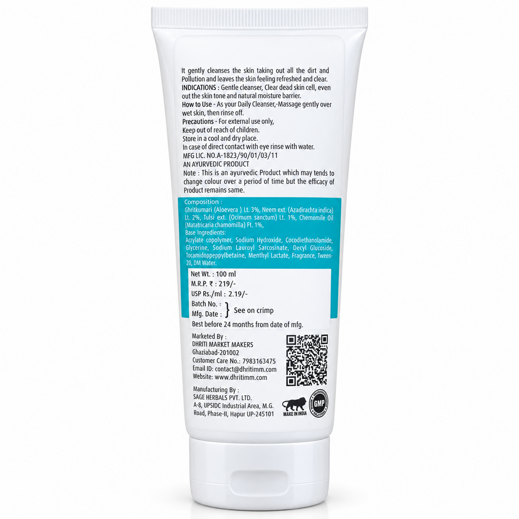 Mohila Skin Brightening Face Wash 100 ml – back label and directions